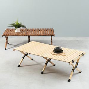 다리3개 견고한 2단높이조절 와이드 캠핑 롤테이블(120cm 2색) 접히는 실외