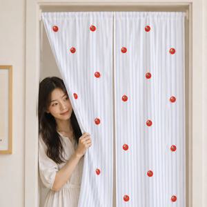 주문제작 순수 면100% 토마토 일러스트 가림막 가리개 공간분 주방 현관 베란다