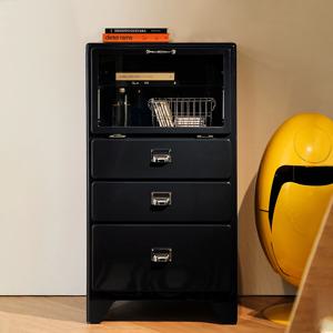 B-edition 모나 철제 와이드 1도어 3단 유리 서랍장 11colors