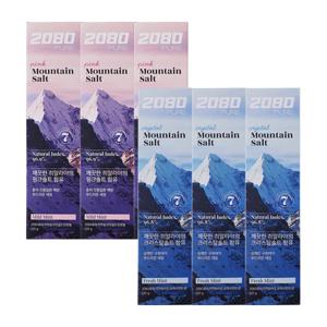 2080 퓨어치약 핑크 마일드민트 120g 3입 + 화이트 프레쉬민트 120g 3입
