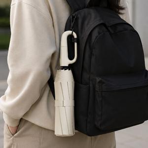 카라비너 원터치 3단 자동 우산 UV차단 튼튼한 대형 가벼운 경량 접이식 베이지 암막