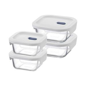 탑클라스 실리콘 내열유리 정사각 4개세트 (300ml 2P+500ml 2P)