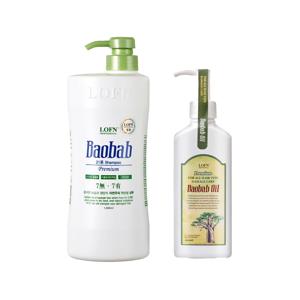 바오밥 프리미엄 (약산성) 건성샴푸 1000g + 프리미엄 헤어오일 200g
