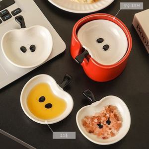 사과 소스볼 도자기 종지세트, 소스볼 4개, 보관통 1개