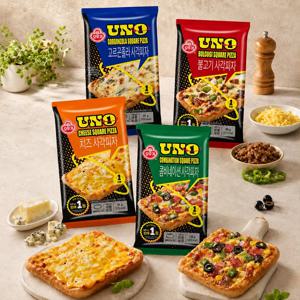 UNO 사각피자 4종세트(고르곤졸라1개+불고기1개+치즈1개+콤비네이션1개)