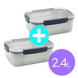 올품락 포스코 STS304 에코 스텐밀폐용기 7호 2.4L x 2개