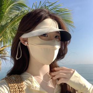 여성 자외선 차단 모자 마스크 햇빛 가리개 썬캡 썬바이저 농부 작업 농모
