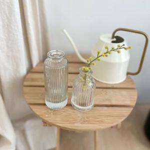줄무늬 글라스 투명 유리 화병 (2size) 유리병 오브제 인테리어 소품