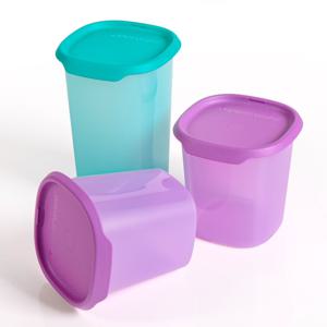 원터치 프레시(그린+퍼플) 810+1250ml 3P / 반찬통 투명 밀폐용기 냉장고 정리