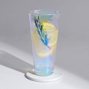 오로라 홀로그램 미니멀 패턴 심플유리컵 440ml