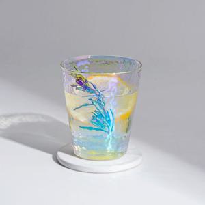 오로라 홀로그램 미니멀 패턴 심플유리컵 330ml