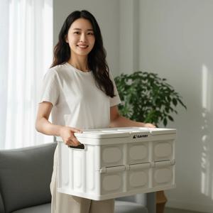 리빙박스 55L 대형 폴딩 수납 옷정리 이불 정리함 다용도 보관함 펜트리 접이식