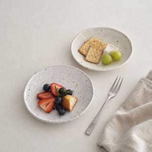 컬러 도트 앞접시 2종 원형 도자기 디저트 플레이트