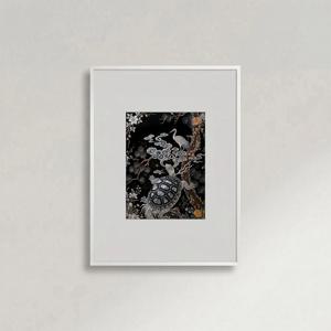 복 들어 오는 자개 전통 동양 거북이와두루미 그레이 그림 인테리어 액자