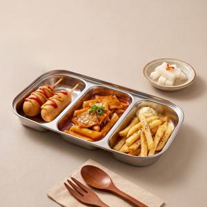 키친유 어반 스텐304 나눔접시 반찬접시 3구 스텐접시 캠핑접시 간식접시 업소용 그릇