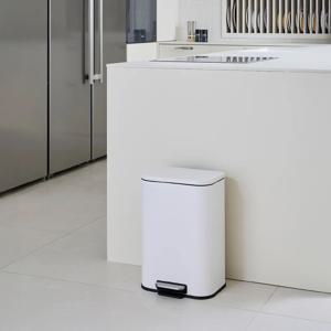 디럭스 스텐페달 휴지통 20L 화이트 쓰레기통