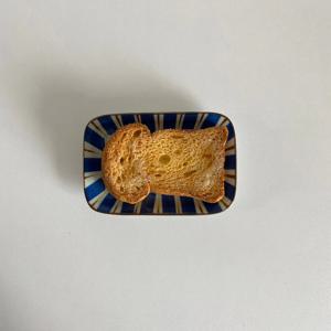 디저트 사각접시 블루 브라운 도자기 접시 일본 귀여운 그릇