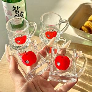 홈술 귀여운 과일 손잡이 소주잔 6p세트 미니 유리컵 집들이선물 50ml