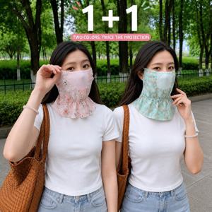 플라워 페이스커버 여름 햇빛가리개 쿨 넥워머 넥커버 메쉬 마스크 야외활동 자외선차단