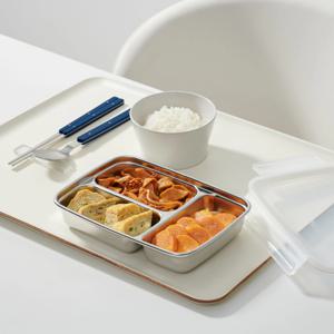 스테인리스 사각 세칸 나눔 찬통_700ml