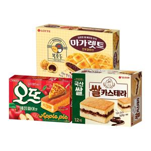 오뜨 애플파이 175g+쌀카스테라 360g+마가렛트 X 복호두 호두과자맛 352g