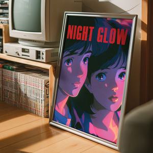night glow 일본 레트로 만화감성 일러스트 포스터