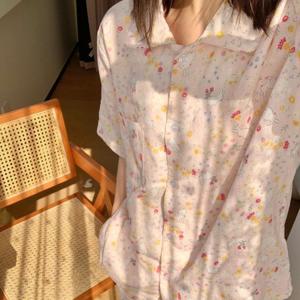 반팔 세트 순면 페어리 핑크 토끼 정원 여름 홈웨어 1color