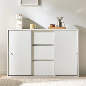 마일드 슬라이드 도어 서랍형 미닫이 선반 3단 수납장 1200 (1color)
