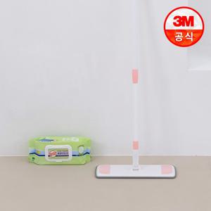 이지클린 파스텔핑크 막대걸레 청소포 세트(막대+물걸레 30매+정전기 50매)