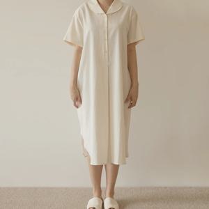 부드럽고 가벼운 순면 홈웨어 반소매/반팔 원피스 잠옷
