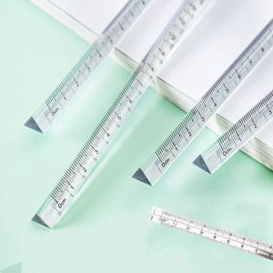 아크릴 투명 삼각 15cm 눈금자 길이측정 입체 디자인 프리즘 투명자
