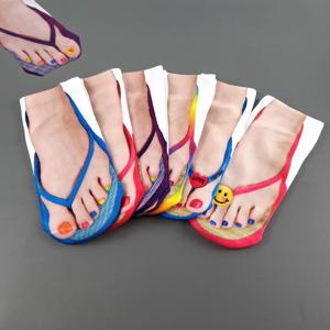 독특한 디자인 재미있는 쪼리 슬리퍼 모양 인싸템 코믹 선물 발목 양말