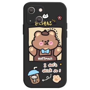 밀크티 곰돌이 귀여운 캐릭터 젤리 블랙 TPU 전기종 휴대폰 케이스
