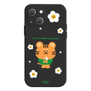 화이트 플라워 호야 귀여운 블랙 컬러 실리콘 전기종 휴대폰 케이스