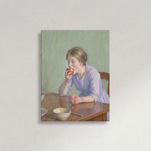 여성의 주말 기분좋은 그림 감성 명화 힐링 인테리어 캔버스 액자 사과먹는