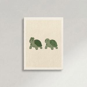 행운 거북이 그림 귀여운 일러스트 명화 캔버스 액자 클로버 복