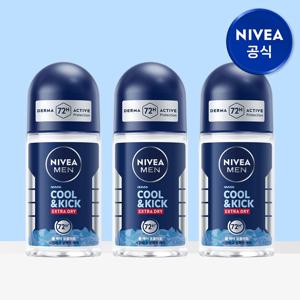 맨 데오드란트 롤온 쿨 앤 킥 50ml 3개