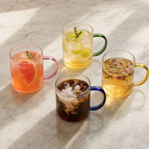 홈카페 컬러핸들 내열유리 머그컵 430ml 4p세트