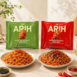 ARIH 아리 모던누들 봉지면 16개입 (김볶음면 오리지널 8개 + 김볶음면 매운맛 8개)