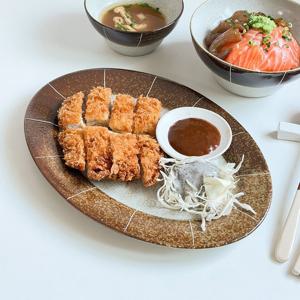 브라우니 도자기 타원접시 브런치 플레이팅접시 오발플레이트
