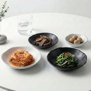 검트리 에르벤 찬기 (블랙) 국산 반찬그릇 원형 반찬접시 헤리티지 도자기 식기