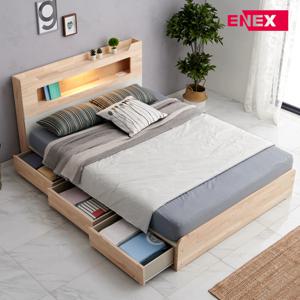 ExB50 편백나무 원목 LED 조명 3서랍 수납침대 SS/Q
