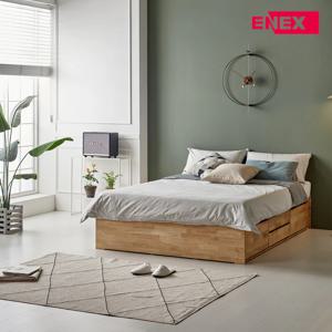 ExB54 고무나무 원목 4서랍 수납침대프레임 퀸 Q