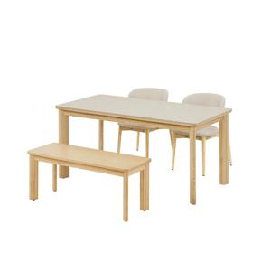 포멜로 세라믹식탁 4인세트 160cm 내추럴_벤치1100 1EA, 가죽체어2EA