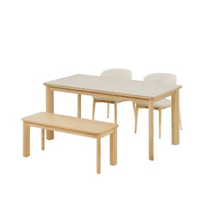포멜로 세라믹식탁 4인세트 160cm 내추럴_벤치1100 1EA, 패브릭체어2EA