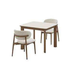 포멜로 세라믹 2인식탁세트_브라운, 패브릭체어2EA (옵션 택1)