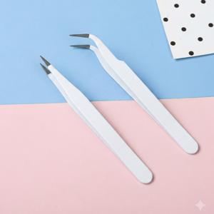 속눈썹 트위저 2종 세트 커브형+일자형 속눈썹 연장 핀셋 족집게 메이크업 도구