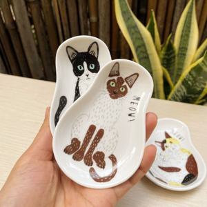 고양이 도자기 미니접시 3종 귀여운 앞접시 간식 소스 그릇