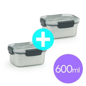 올품락 포스코 STS304 에코 스텐밀폐용기 2호 600ml x 2개