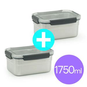 올품락 포스코 STS304 에코 스텐밀폐용기 6호 1750ml x 2개